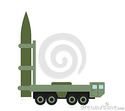 Missile vehicle and launcher - military truck with intercontinental ballistic rocket Vector Illustration