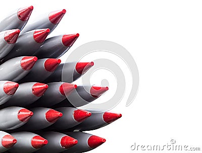 Missiles isolated, weapons of mass destruction, nuclear weapons Stock Photo