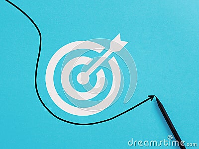 Missing the business goals. Bypassing the target objectives. Failure to achieve the corporate goals Stock Photo