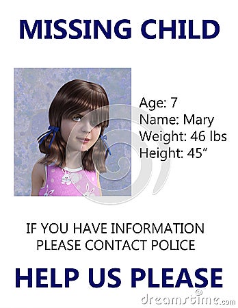 Missing Child Poster, Amber Alert Stock Photo