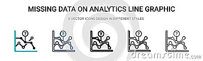 Missing data on analytics line graphic icon in filled, thin line, outline and stroke style. Vector illustration of two colored and Vector Illustration