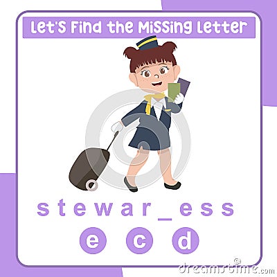 Missing letter worksheet Vector Illustration