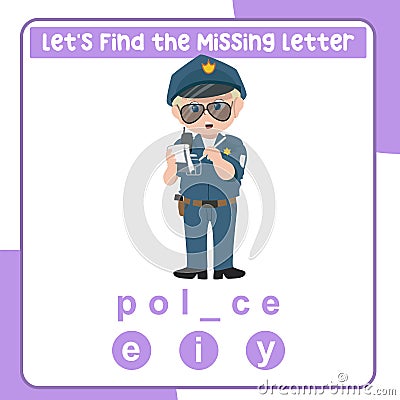 Missing letter worksheet Vector Illustration