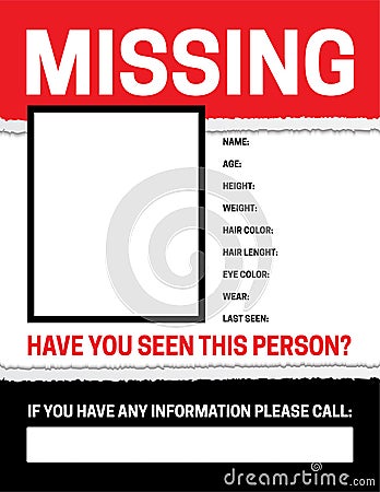 Missing Person Poster Template Vector Illustration