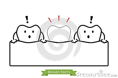 Missing tooth - cartoon vector outline style Vector Illustration