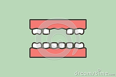 Missing tooth, space between teeth - dental cartoon vector flat style Vector Illustration