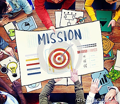 Mission Arrow Target Goals Business Dart Graphic Concept Stock Photo
