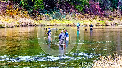 Mission, British Columbia/Canada: Fishing on Hayward Lake during a Salmon Run Editorial Stock Photo