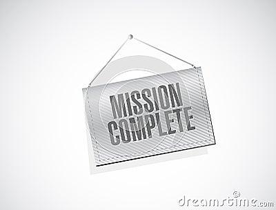 mission complete banner sign concept Cartoon Illustration