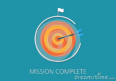 Mission complete concept flat icon Vector Illustration