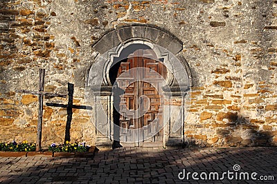 Mission Espada Entrance Stock Photo