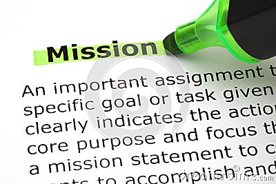 Mission Highlighted With Green Marker Stock Photo