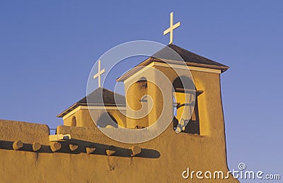 Mission or pueblo at sunset at Taos New Mexico Stock Photo