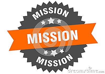 mission sign. mission round isolated ribbon label. Vector Illustration