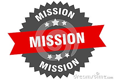 mission sign. mission round isolated ribbon label. Vector Illustration