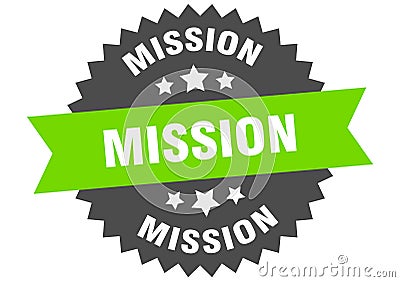 mission sign. mission round isolated ribbon label. Vector Illustration