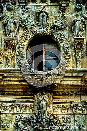 Mission San Jose Open Window and Stonework Stock Photo