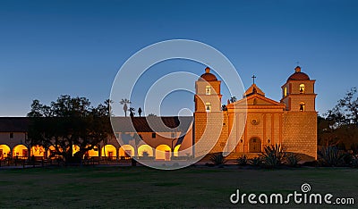 Mission Santa Barbara at night Editorial Stock Photo