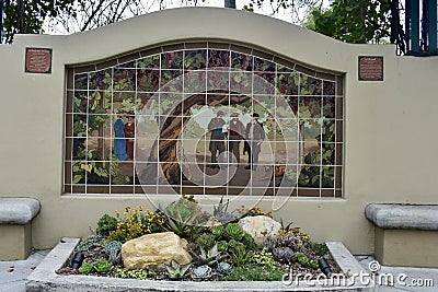 A tile mural of the worlds largest grapevine. Editorial Stock Photo