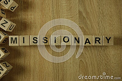 Missionary word from wooden blocks Stock Photo