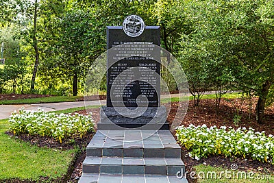 Mississippi Department of Wildlife, Fisheries and Parks memorial outside of headquarters in Jackson, MS. MDWFP Editorial Stock Photo