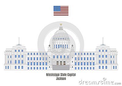 Mississippi State Capitol in Jackson Vector Illustration