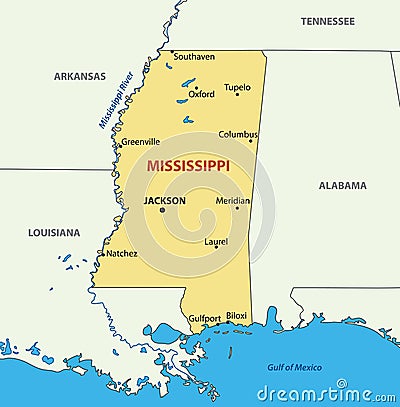 Mississippi - vector map Vector Illustration