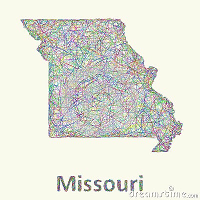 Missouri line art map Vector Illustration