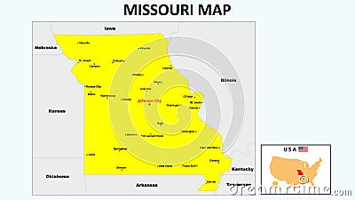 Missouri Map. State and district map of Missouri. Political map of Missouri with the major district Vector Illustration