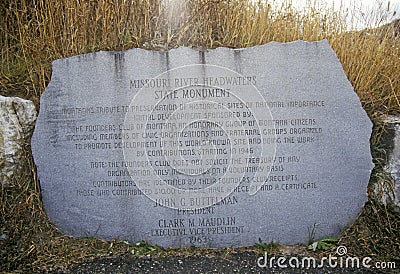 Missouri River Headwaters Monument, 3 Forks, MT Editorial Stock Photo