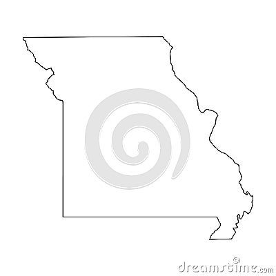 Missouri, state of USA - solid black outline map of country area. Simple flat vector illustration Vector Illustration