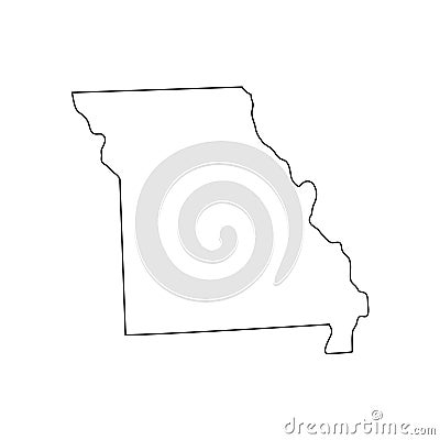 Missouri - U.S. state. Contour line in black color. Vector illustration. EPS 10 Vector Illustration