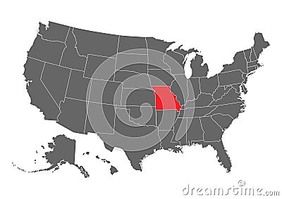 Missouri vector map. High detailed illustration. United state of America country Vector Illustration