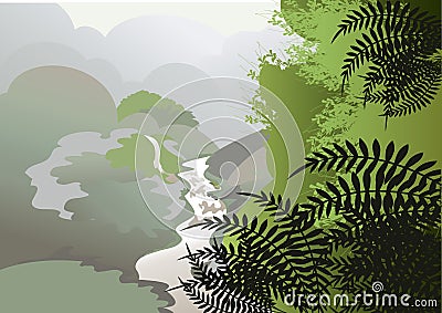 Mist in the jungle Vector Illustration