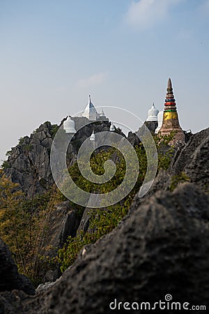Wat Phraphutthabat Pu Pha Daeng Stock Photo