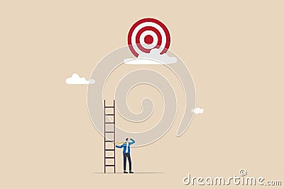 Mistake and error causing business problem and missing goal, disappointment or mission fail, hopeless on unreachable target Vector Illustration
