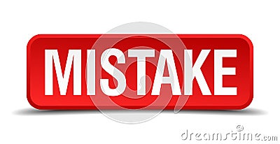 Mistake red 3d square button Vector Illustration