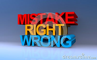 mistake right wrong on blue Stock Photo