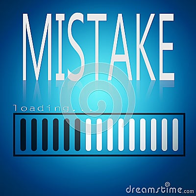 Mistake word with blue loading bar Stock Photo