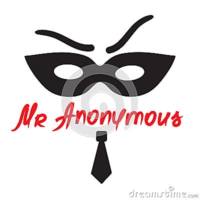 Mister Anonymous - drawing of a stranger in a mask. Print for poster, cups, t-shirt, bag Stock Photo