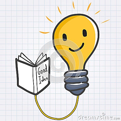 Mister bulb reading the book Vector Illustration