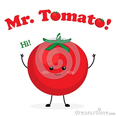 Mister cute Tomato Vector Illustration