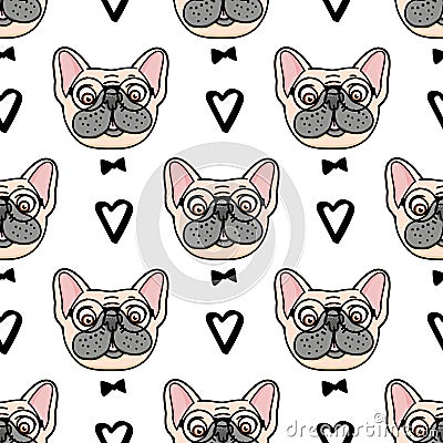 Mister Dog seamless pattern. Vector hand drawn illustration isolated on white background. Vector Illustration