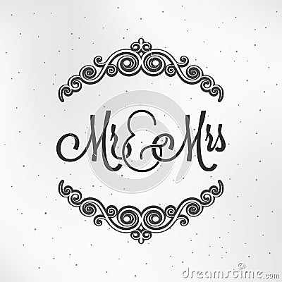 Mister and Miss Wedding Logo Design Background. Vector Illustration