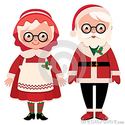 Mister and missus Santa Claus Vector Illustration