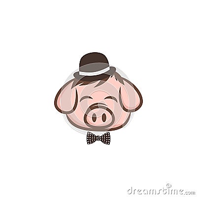 mister pig pork bacon theme cartoon sign Vector Illustration