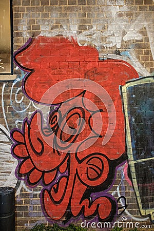 Mister Red a amazing graffiti found in Shoreditch Editorial Stock Photo