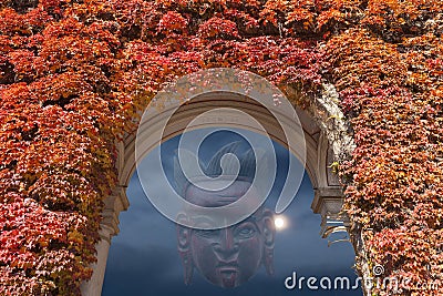 Mistery mask on the night sky Editorial Stock Photo