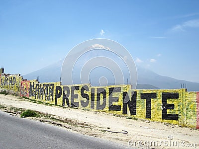 Misti Mountain near Arequipa, Peru with graffiti Editorial Stock Photo