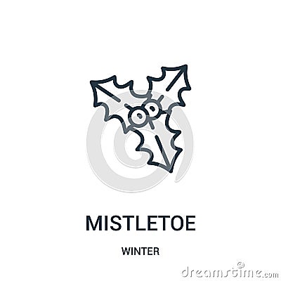 mistletoe icon vector from winter collection. Thin line mistletoe outline icon vector illustration. Linear symbol for use on web Vector Illustration